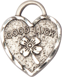 [5105SS] Sterling Silver Good Luck Shamrock Heart Medal