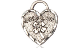 [5105SS] Sterling Silver Good Luck Shamrock Heart Medal