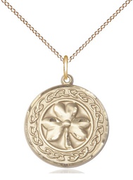 [5106GF/18GF] 14kt Gold Filled Shamrock w/Celtic Border Pendant on a 18 inch Gold Filled Light Curb chain