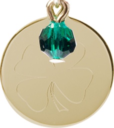 [5107EMGF] 14kt Gold Filled Shamrock Medal with a Emerald bead