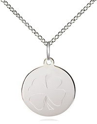 [5107EMSS/18SS] Sterling Silver Shamrock Pendant with a Emerald bead on a 18 inch Sterling Silver Light Curb chain