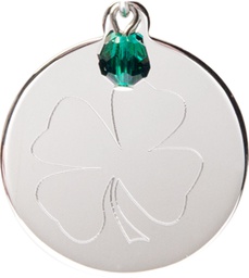[5108EMSS] Sterling Silver Shamrock Medal with a Emerald bead