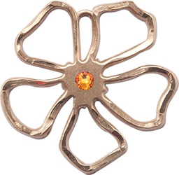 [5109GF-STN11] 14kt Gold Filled Five Petal Flower Medal with a 3mm Topaz Swarovski stone