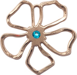 [5109GF-STN12] 14kt Gold Filled Five Petal Flower Medal with a 3mm Zircon Swarovski stone