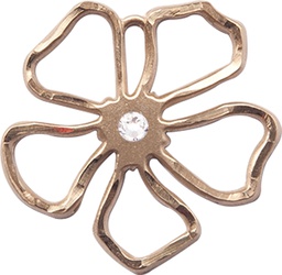 [5109GF-STN4] 14kt Gold Filled Five Petal Flower Medal with a 3mm Crystal Swarovski stone