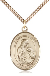 [7002GF/24GF] 14kt Gold Filled Saint Ann Pendant on a 24 inch Gold Filled Heavy Curb chain