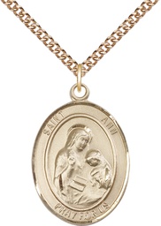 [7002GF/24GF] 14kt Gold Filled Saint Ann Pendant on a 24 inch Gold Filled Heavy Curb chain