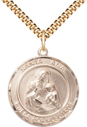 [7002RDSPGF/24GF] 14kt Gold Filled Santa Ana Pendant on a 24 inch Gold Filled Heavy Curb chain