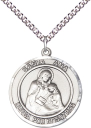 [7002RDSPSS/24SS] Sterling Silver Santa Ana Pendant on a 24 inch Sterling Silver Heavy Curb chain