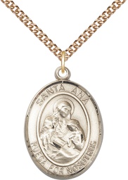 [7002SPGF/24GF] 14kt Gold Filled Santa Ana Pendant on a 24 inch Gold Filled Heavy Curb chain