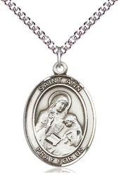 [7002SS/24SS] Sterling Silver Saint Ann Pendant on a 24 inch Sterling Silver Heavy Curb chain