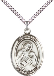 [7002SS/24SS] Sterling Silver Saint Ann Pendant on a 24 inch Sterling Silver Heavy Curb chain