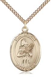 [7003GF/24GF] 14kt Gold Filled Saint Agatha Pendant on a 24 inch Gold Filled Heavy Curb chain