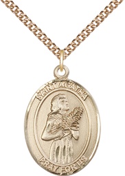 [7003GF/24GF] 14kt Gold Filled Saint Agatha Pendant on a 24 inch Gold Filled Heavy Curb chain