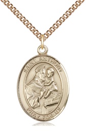 [7004GF/24GF] 14kt Gold Filled Saint Anthony of Padua Pendant on a 24 inch Gold Filled Heavy Curb chain