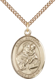 [7004GF/24GF] 14kt Gold Filled Saint Anthony of Padua Pendant on a 24 inch Gold Filled Heavy Curb chain