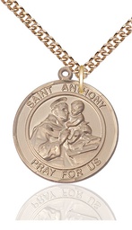[7004RDGF/24GF] 14kt Gold Filled Saint Anthony of Padua Pendant on a 24 inch Gold Filled Heavy Curb chain
