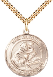 [7004RDSPGF/24GF] 14kt Gold Filled San Antonio Pendant on a 24 inch Gold Filled Heavy Curb chain