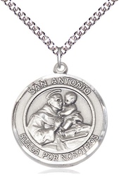 [7004RDSPSS/24SS] Sterling Silver San Antonio Pendant on a 24 inch Sterling Silver Heavy Curb chain