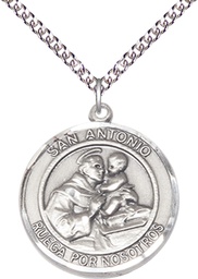 [7004RDSPSS/24SS] Sterling Silver San Antonio Pendant on a 24 inch Sterling Silver Heavy Curb chain