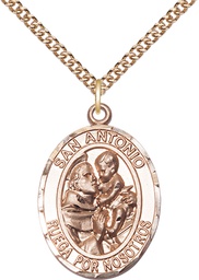 [7004SPGF/24GF] 14kt Gold Filled San Antonio Pendant on a 24 inch Gold Filled Heavy Curb chain