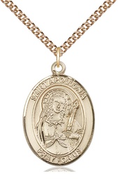 [7005GF/24GF] 14kt Gold Filled Saint Apollonia Pendant on a 24 inch Gold Filled Heavy Curb chain