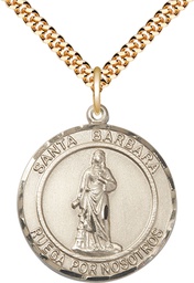 [7006RDSPGF/24GF] 14kt Gold Filled Santa Barbara Pendant on a 24 inch Gold Filled Heavy Curb chain