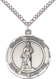 [7006RDSPSS/24SS] Sterling Silver Santa Barbara Pendant on a 24 inch Sterling Silver Heavy Curb chain