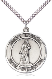 [7006RDSPSS/24SS] Sterling Silver Santa Barbara Pendant on a 24 inch Sterling Silver Heavy Curb chain