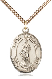 [7006SPGF/24GF] 14kt Gold Filled Santa Barbara Pendant on a 24 inch Gold Filled Heavy Curb chain