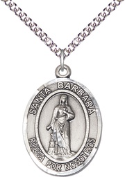 [7006SPSS/24SS] Sterling Silver Santa Barbara Pendant on a 24 inch Sterling Silver Heavy Curb chain