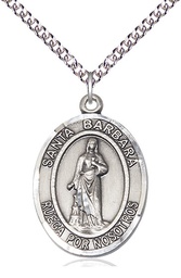 [7006SPSS/24SS] Sterling Silver Santa Barbara Pendant on a 24 inch Sterling Silver Heavy Curb chain