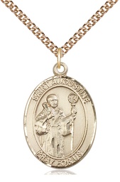 [7007GF/24GF] 14kt Gold Filled Saint Augustine Pendant on a 24 inch Gold Filled Heavy Curb chain