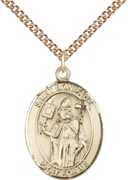 [7009GF/24GF] 14kt Gold Filled Saint Boniface Pendant on a 24 inch Gold Filled Heavy Curb chain