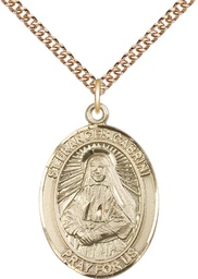 [7011GF/24GF] 14kt Gold Filled Saint Frances Cabrini Pendant on a 24 inch Gold Filled Heavy Curb chain