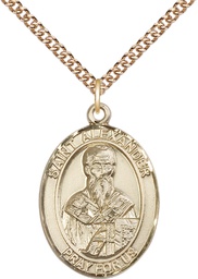 [7012GF/24GF] 14kt Gold Filled Saint Alexander Sauli Pendant on a 24 inch Gold Filled Heavy Curb chain