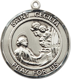 [7016RDSS] Sterling Silver Saint Cecilia Medal