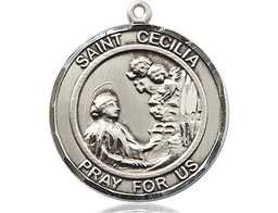 [7016RDSS] Sterling Silver Saint Cecilia Medal