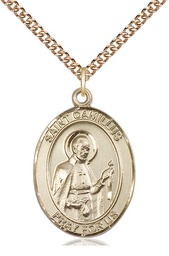 [7019GF/24GF] 14kt Gold Filled Saint Camillus of Lellis Pendant on a 24 inch Gold Filled Heavy Curb chain