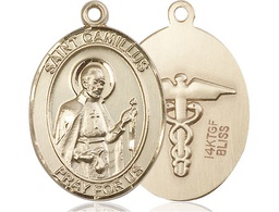 [7019GF9] 14kt Gold Filled Saint Camillus of Lellis Nurse Medal