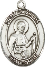 [7019SS] Sterling Silver Saint Camillus of Lellis Medal