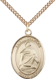 [7020GF/24GF] 14kt Gold Filled Saint Charles Borromeo Pendant on a 24 inch Gold Filled Heavy Curb chain