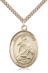 [7020GF/24GF] 14kt Gold Filled Saint Charles Borromeo Pendant on a 24 inch Gold Filled Heavy Curb chain