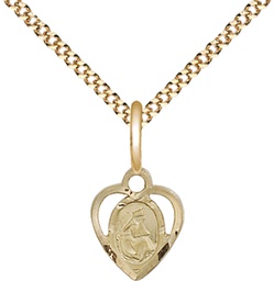 [5412GF/18G] 14kt Gold Filled Our Lady of la Salette Pendant on a 18 inch Gold Plate Light Curb chain