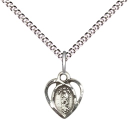 [5412SS/18S] Sterling Silver Our Lady of la Salette Pendant on a 18 inch Light Rhodium Light Curb chain