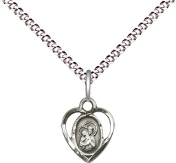 [5414SS/18S] Sterling Silver Saint Ann Pendant on a 18 inch Light Rhodium Light Curb chain