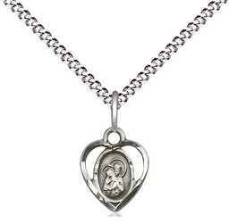[5414SS/18S] Sterling Silver Saint Ann Pendant on a 18 inch Light Rhodium Light Curb chain