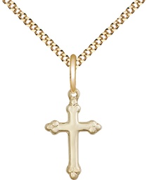 [5415GF/18G] 14kt Gold Filled Cross Pendant on a 18 inch Gold Plate Light Curb chain