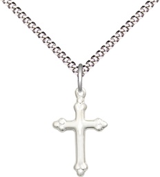 [5415SS/18S] Sterling Silver Cross Pendant on a 18 inch Light Rhodium Light Curb chain