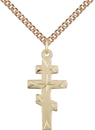 [5416GF/24GF] 14kt Gold Filled Greek Orthodox Cross Pendant on a 24 inch Gold Filled Heavy Curb chain